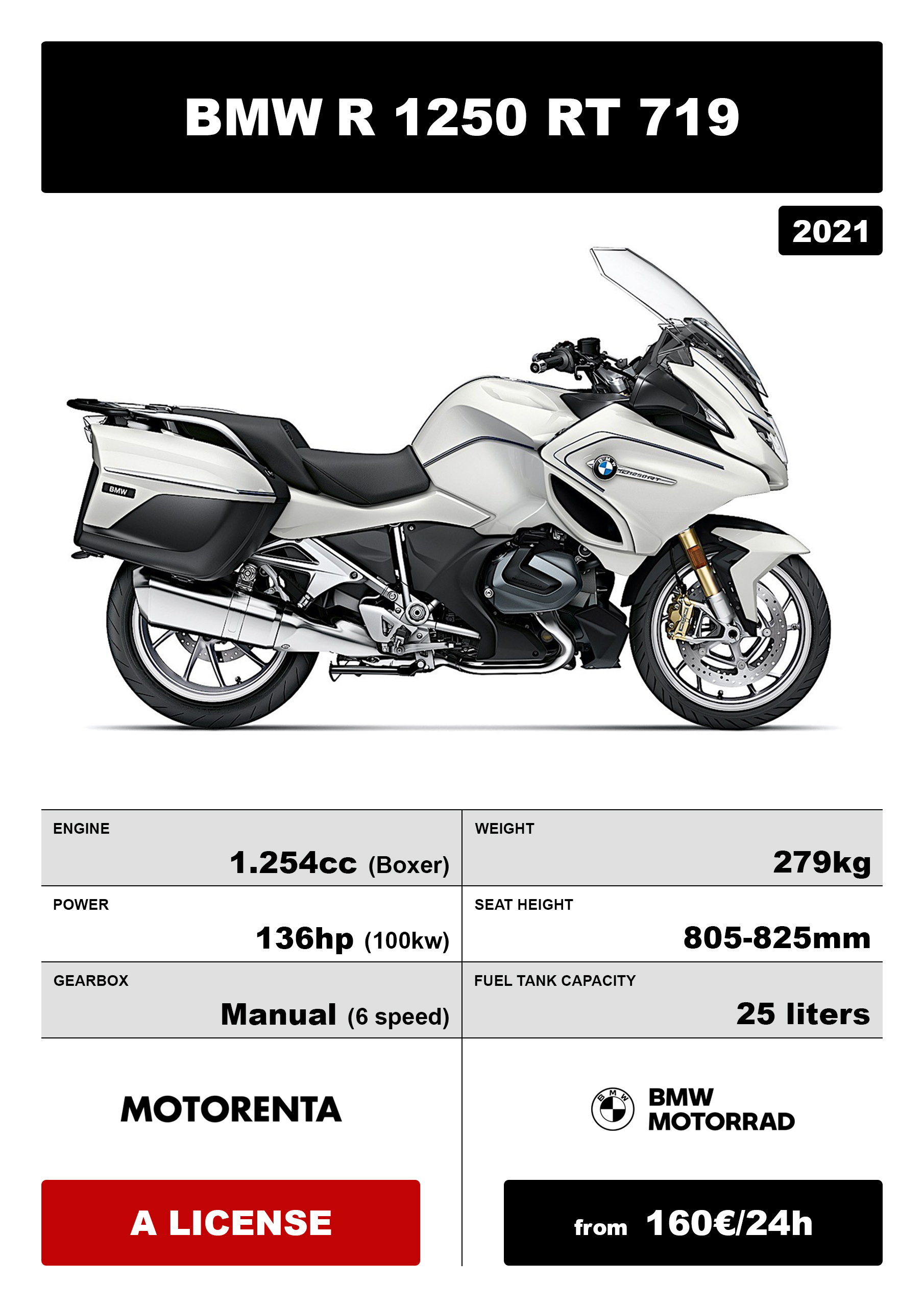 🏍️ BMW R 1250 RT Option 719 Luxury touring motorcycle rental with high-quality gear from top global brands - ideal for long-distance rides.
