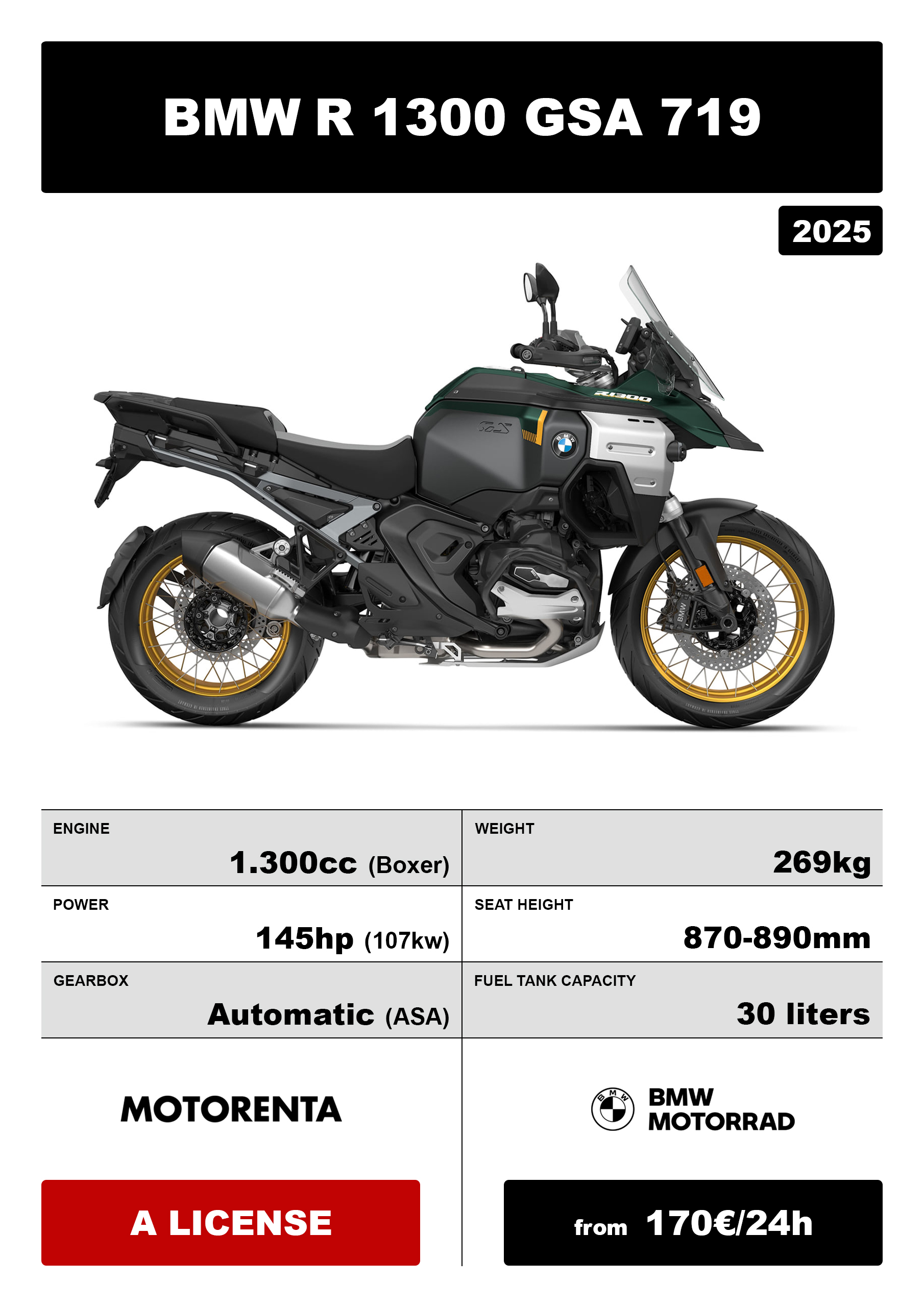 🏍️ BMW R 1300 GSA OPTION 719 KARAKORUM Rent the legendary BMW R 1300 GS Adventure Option 719 Karakorum in Belgrade - the ultimate choice for adventure touring with unmatched performance and reliability.